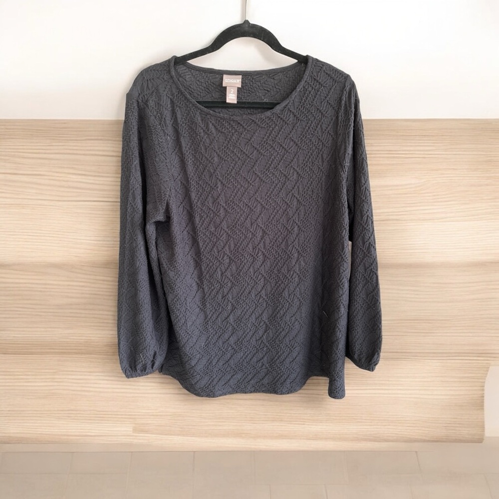Chico's Black Boxy Blouse Relaxed Fit